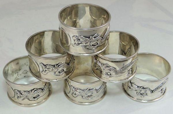 19@ \y(6) Chinese Export Silver Napkin Rings 